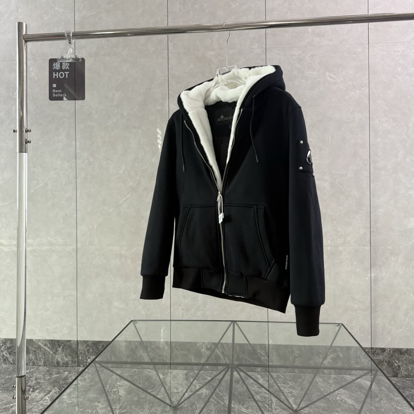 Moose Knuckles Shearling-Lined Zip Hoodie Moose Knuckles Shearling-Lined Zip Hoodie